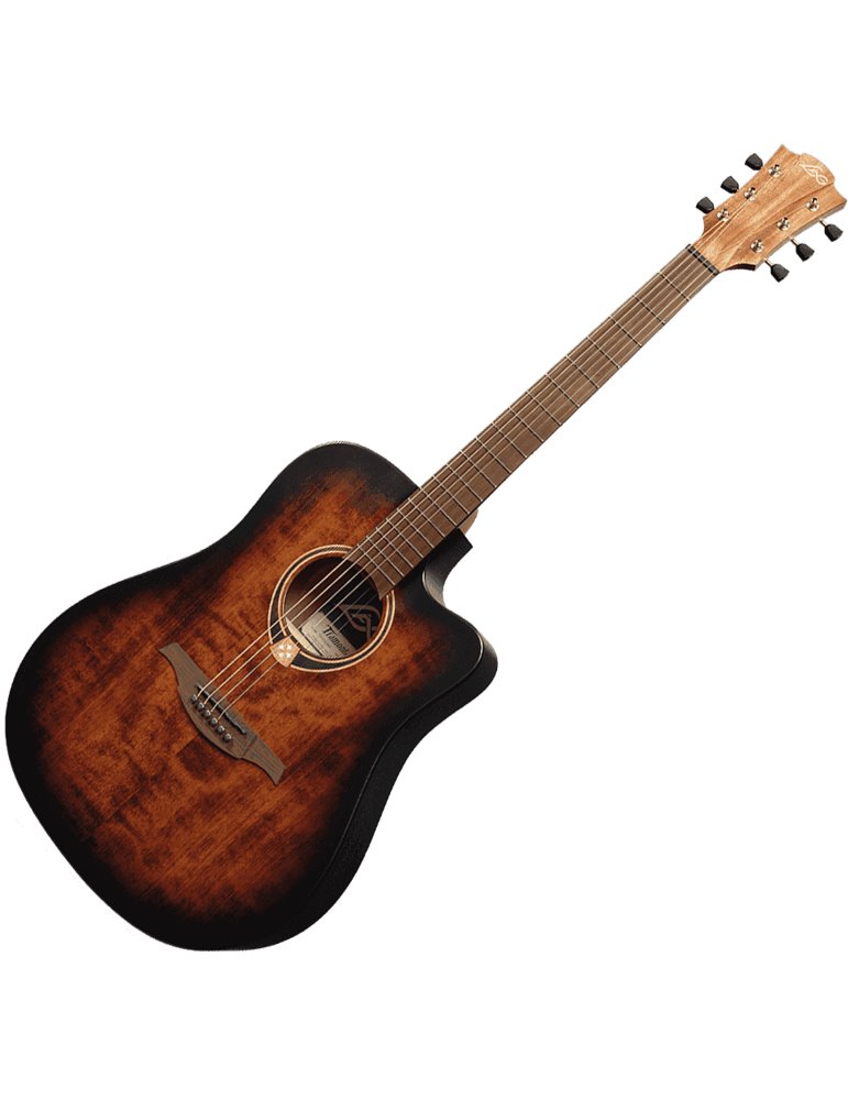 GUITARRA CÚSTICA LÂG DREADNOUGHT CUTWAY TRAMONATNE 70 A/E - BLACK & BROWN