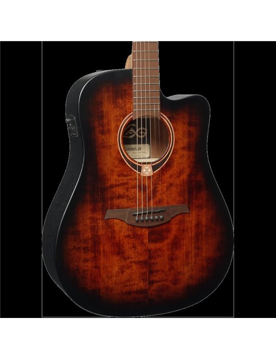 GUITARRA CÚSTICA LÂG DREADNOUGHT CUTWAY TRAMONATNE 70 A/E - BLACK & BROWN