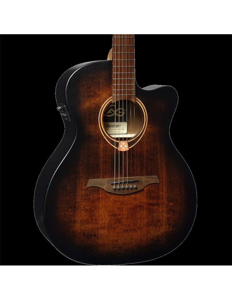 GUITARRA ACÚSTICA LÂG AUDITORIUM CUTAWAY TRAMONTANE 70 A/E - BLACK & BROWN