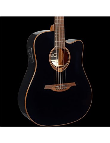 GUITARRA ACÚSTICA LÂG DREADNOUGHT CUTAWAY TRAMONTANE 118 A/E - NEGRA