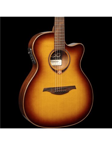 GUITARRA ACÚSTICA LÂG AUDITORIUM SLIM CUTAWAY TRAMONTANE 118 A/E - BROWN SHADOW