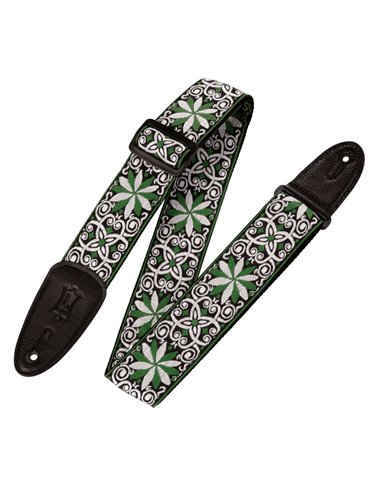 Correa Levy's Hootenanny Series Poly Jacquard 2" - Floral Verde y blanco