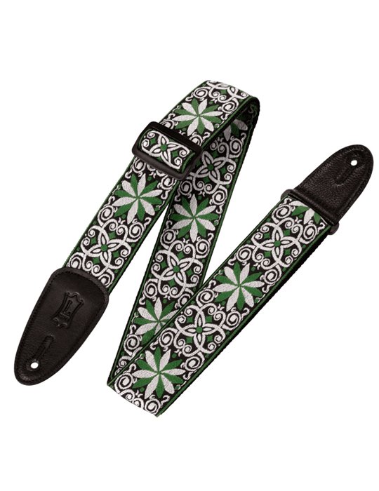 Correa Levy's Hootenanny Series Poly Jacquard 2" - Floral Verde y blanco