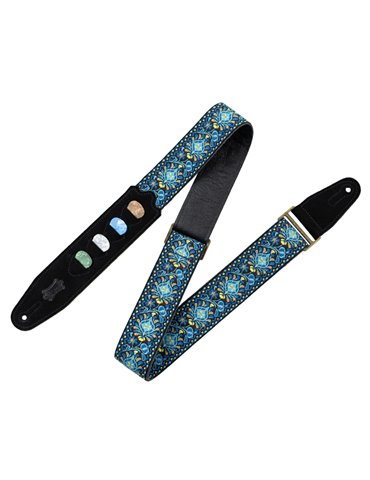 Correa Levy's Vintage Hootenanny Series 2" con soporte para púas - Azul