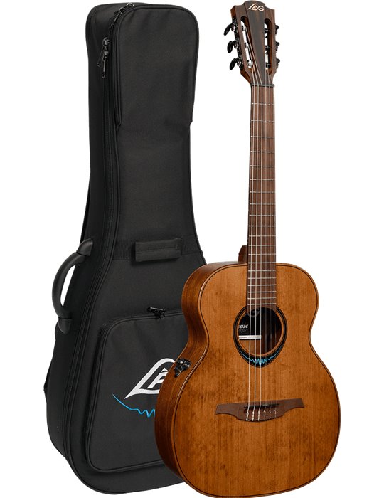 GUITARRA ACÚSTICA LÂG TRAVEL NYLON A/E BLUE WAVE 1 - MARRÓN