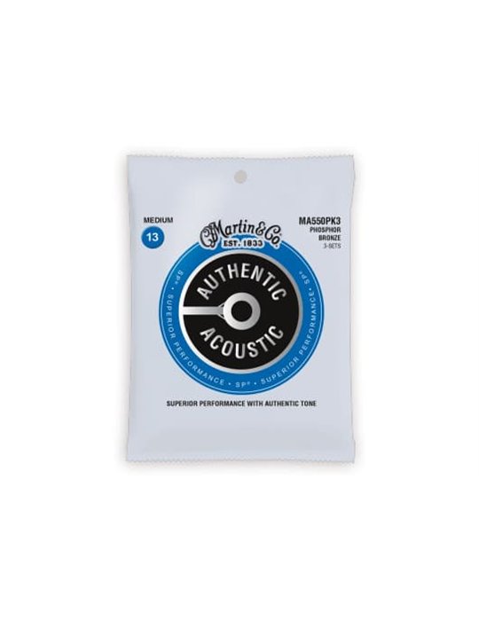 JUEGO ACÚSTICA AUTHENTIC SP PHOSPHOR BRONZE 92/8 MEDIUM 13-56 ( PACK 3)