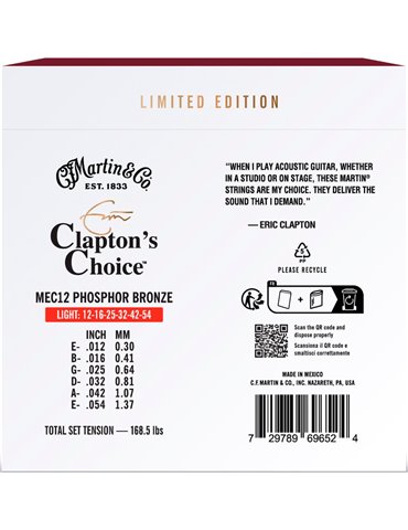 JUEGO ACÚSTICA ERIC CLAPTON LTD 92/8 PHOSPHOR BZ. LIGHT 12-54 2
