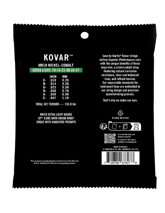 JUEGO ACÚSTICA LUXE KOVAR SP CORE EXTRA LIGHT 10-47