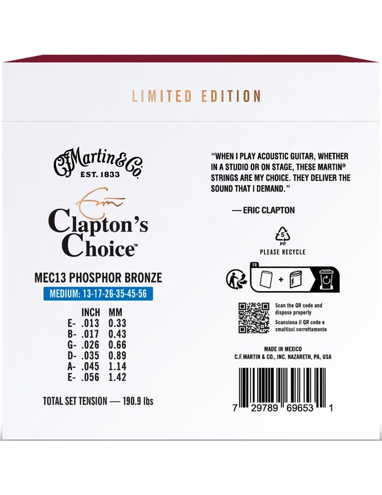 JUEGO ACÚSTICA ERIC CLAPTON LTD 92/8 PHOSPHOR BZ. MEIUM 13-56