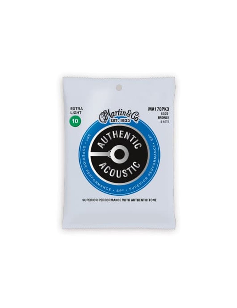 JUEGO ACÚSTICA AUTHENTIC SP BRONZE 80/20 EXTRA LIGHT 10-47 (PACK 3)