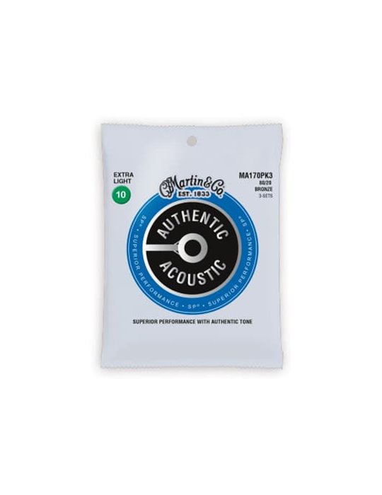 JUEGO ACÚSTICA AUTHENTIC SP BRONZE 80/20 EXTRA LIGHT 10-47 (PACK 3)
