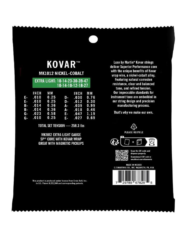 JUEGO ACÚSTICA LUXE KOVAR SP CORE EXTRA LIGHT (12St) 10-47