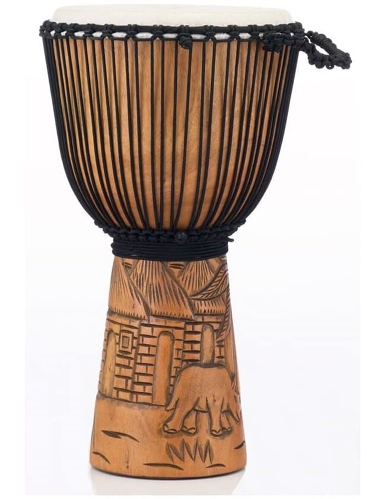 DJEMBE 12" PEARL MADERA CAOBA ROPE TUNED MALINKE VILLAGE 