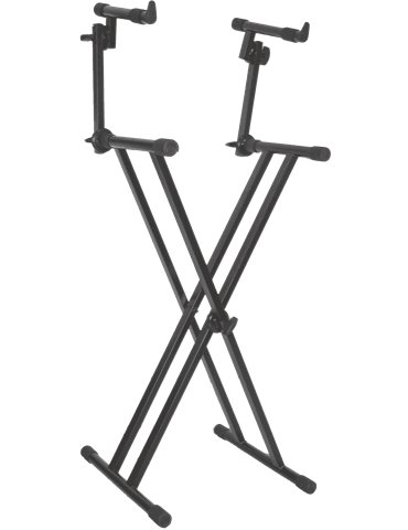 SOPORTE TECLADO T22 FORMATO "X" / PERFIL DOBLE 2 NIVELES - NEGRO