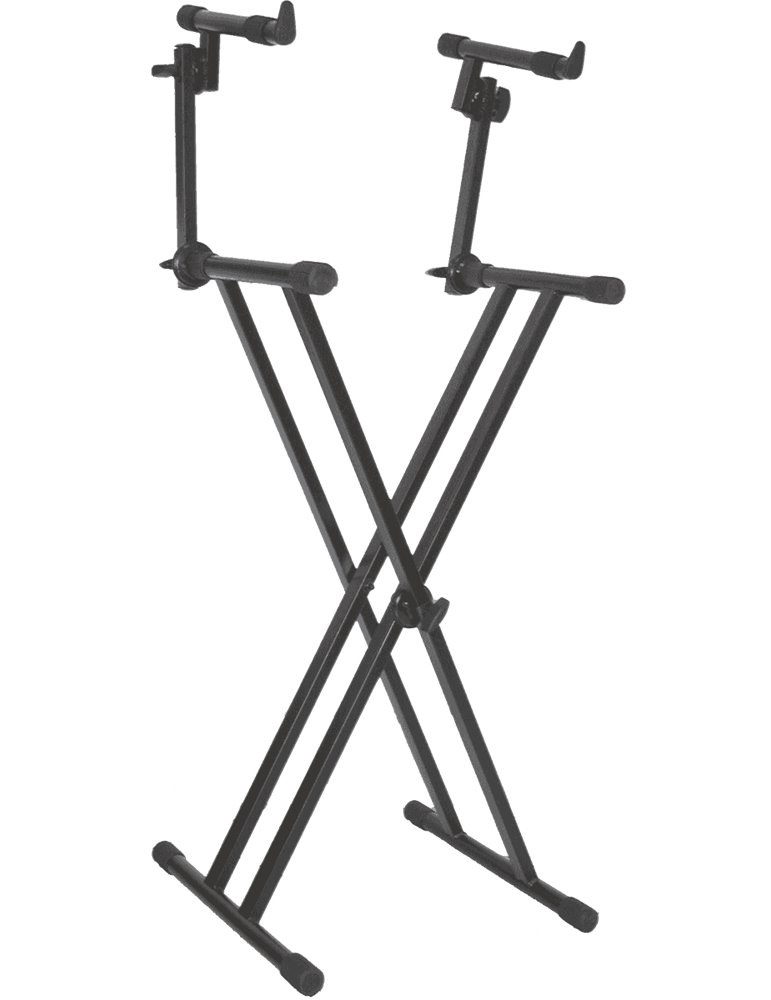 SOPORTE TECLADO T22 FORMATO "X" / PERFIL DOBLE 2 NIVELES - NEGRO