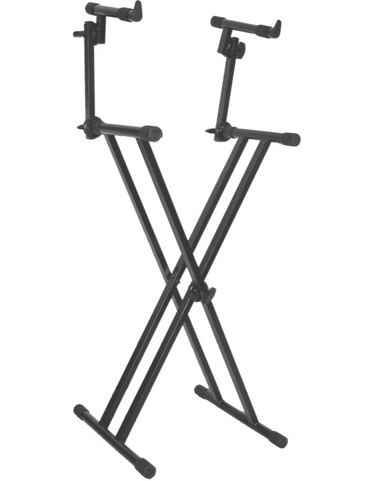 SOPORTE TECLADO T22 FORMATO "X" / PERFIL DOBLE 2 NIVELES - NEGRO