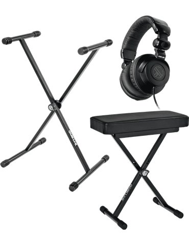 BUNDLE PARA TECLADO - SOPORTE + BANQUETA + AURICULARES