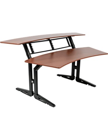 MUEBLE ESTUDIO (WORKSTATION) CON DOS NIVELES & SOPORTE RACK 4x2U - CEREZO