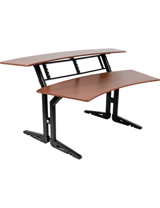 MUEBLE ESTUDIO (WORKSTATION) CON DOS NIVELES & SOPORTE RACK 4x2U - CEREZO