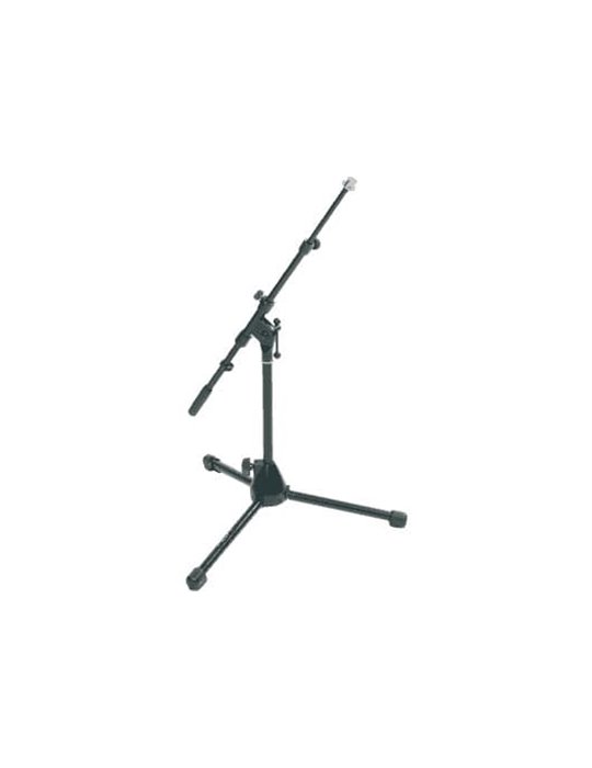Pie de micrófono. Base metálica. Color negro. Completamente ajustable