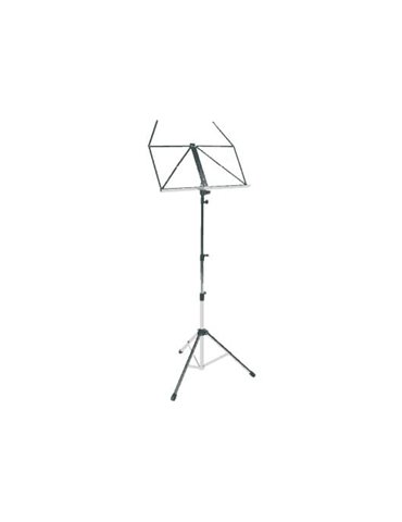 Atril con soporte de pie. Base metálica de color negro. Soporte para libros y cuadernos cromado