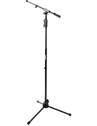 SOPORTE DE MICRÓFONO DE SUELO CON BASE TRÍPODE, ALTURA REGULABLE Y MANGO ERGONÓMICO