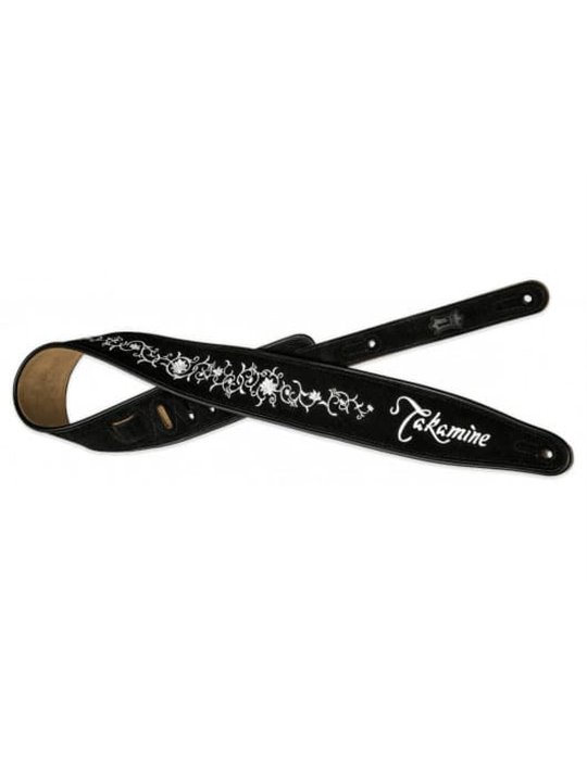 CORREA GUITARRA TAKAMINE NEGRA FLOREADA