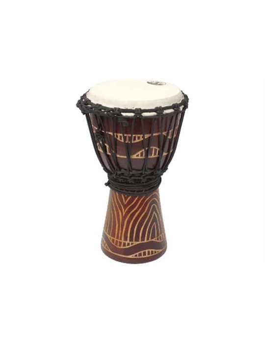 Djembe de 8? de madera rojiza y parche blanco