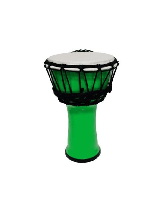 Djembe de 7? construído con PVC. Plastico de color verde fluorescente