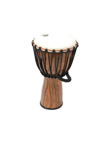Djembe de 12? construído en PVC con diseño que imita a la madera. Permite regular la tensión para o