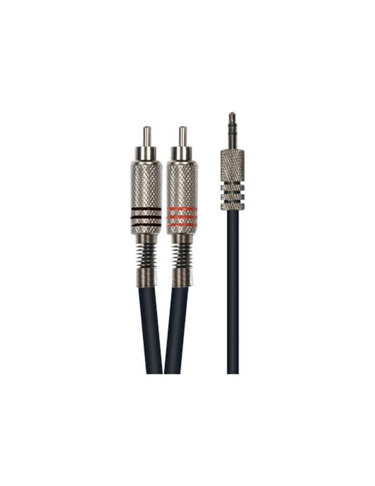 Cable de 3 metros de longitud. Mini jack stereo macho a 2 RCA macho