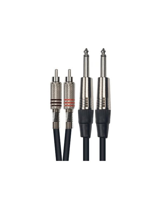 Cable de 3 metros de largo. 2 RCA macho a 2 jack  mono macho