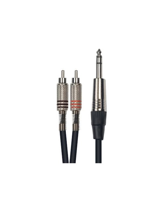 Cable de 3 metros de largo. 2 RCA macho a jack macho stereo