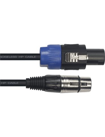 Cable de 9 metros de largo. De XLR hembra a 2 Speakon de 1,5 mm