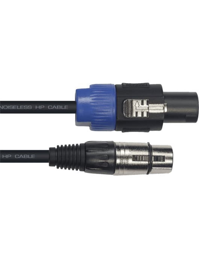 Cable de 9 metros de largo. De XLR hembra a 2 Speakon de 1,5 mm