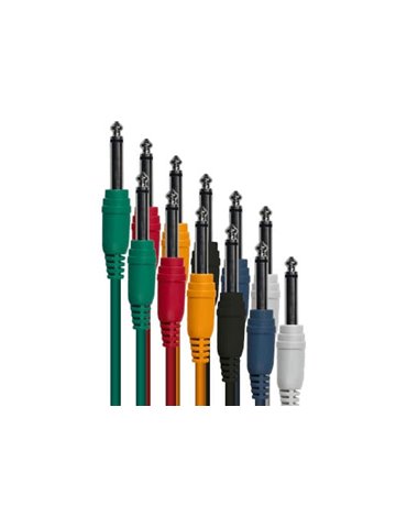 Juego de 6 cables de colores patch. 60 cm de largo. Jack mono macho a jack mono macho