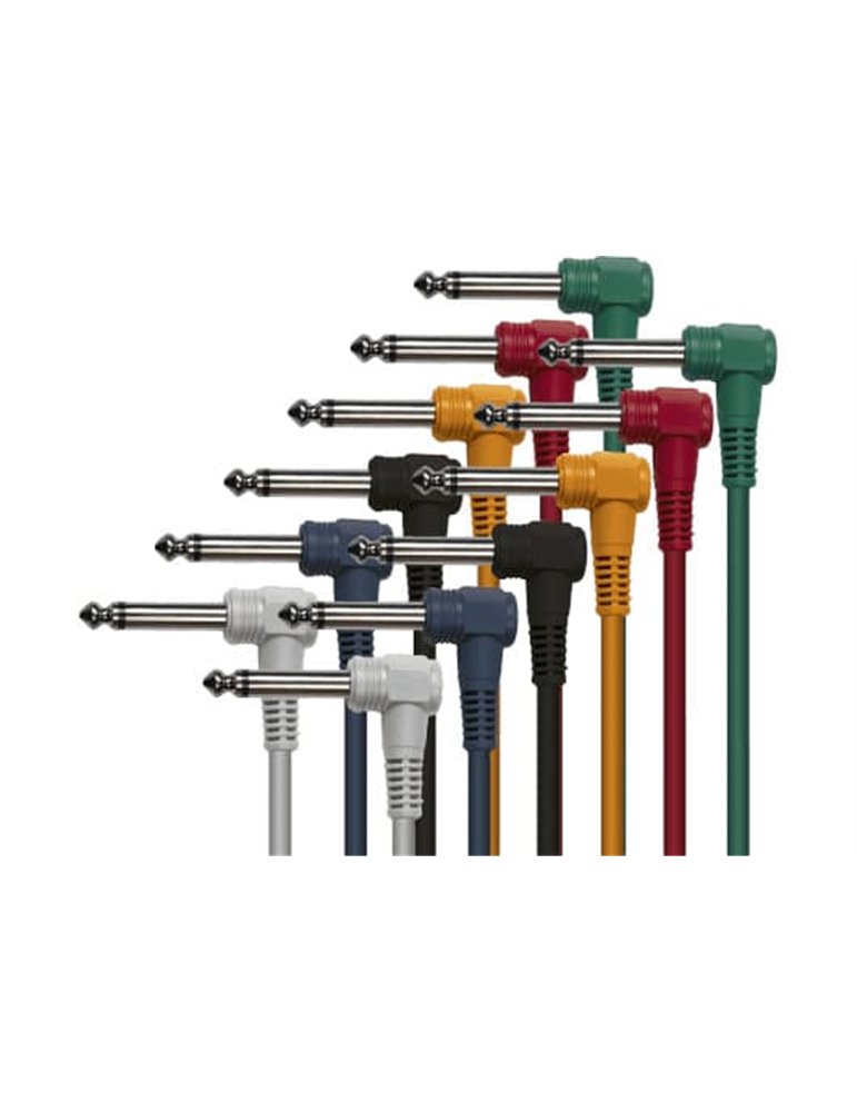 Juego de 6 cables patch. 60 cm de largo. Jack mono macho a jack mono macho. Conectores acodados