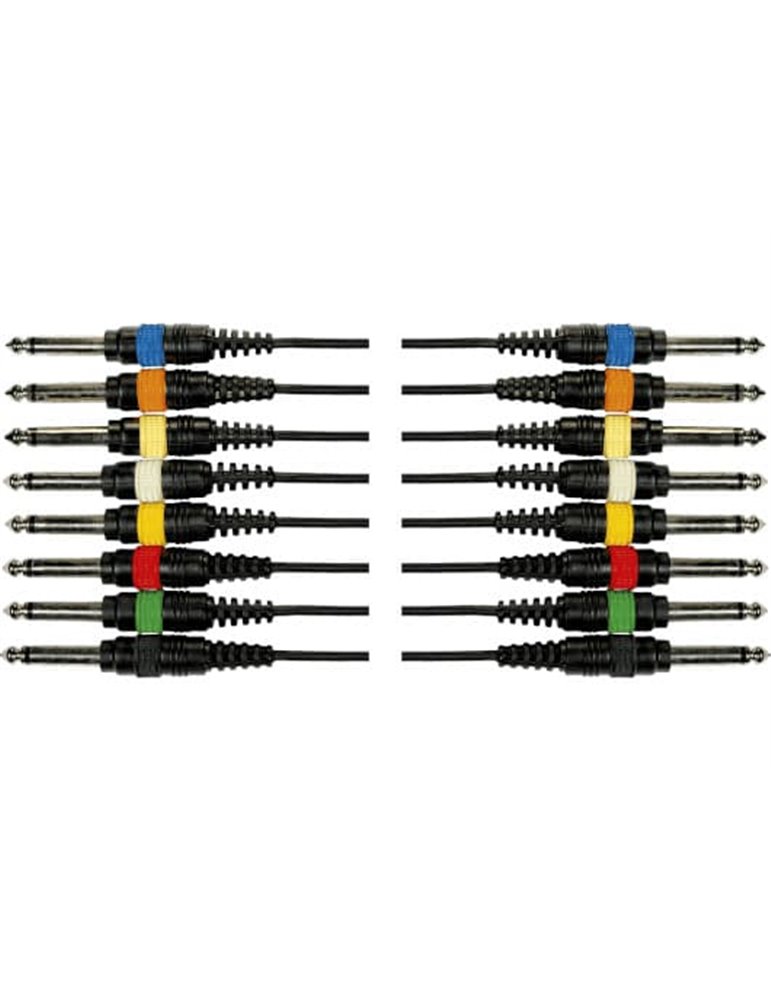 Cable de 5 metros de largo. 8 jacks mono macho a 8 jacks mono macho