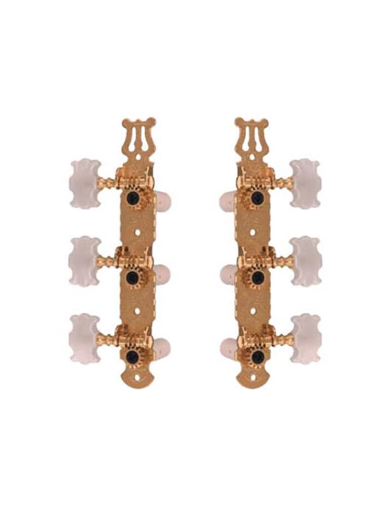 Clavijeros para guitarra clásica en forma de mariposa. Puente de clavijas metálico en color dorado 