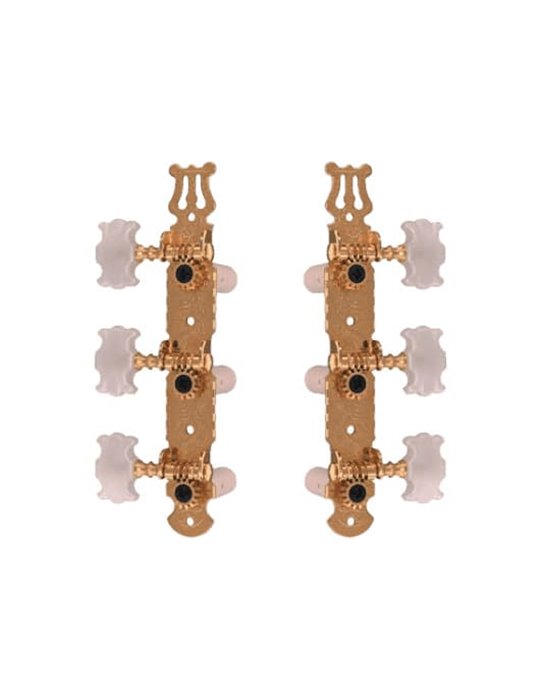 Clavijeros para guitarra clásica en forma de mariposa. Puente de clavijas metálico en color dorado 