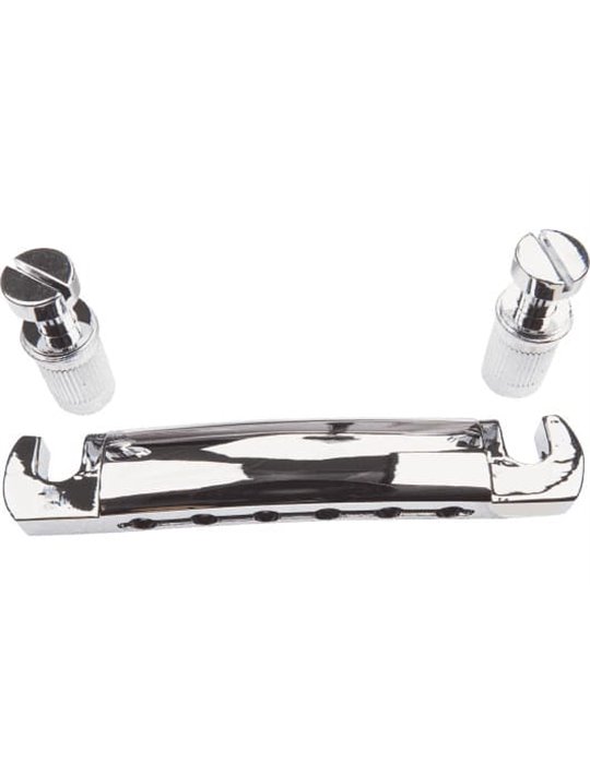 Puente cromado para Les Paul. Formato Stop Tail. Incluye los dos pivotes de fijación del puente al 