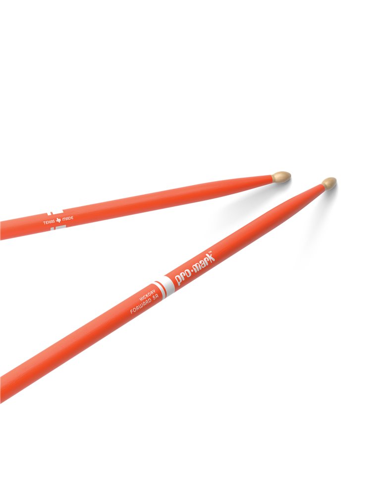 Baquetas ProMark Classic Forward 5A pintada naranja, Nogal americano con punta ovalada de madera