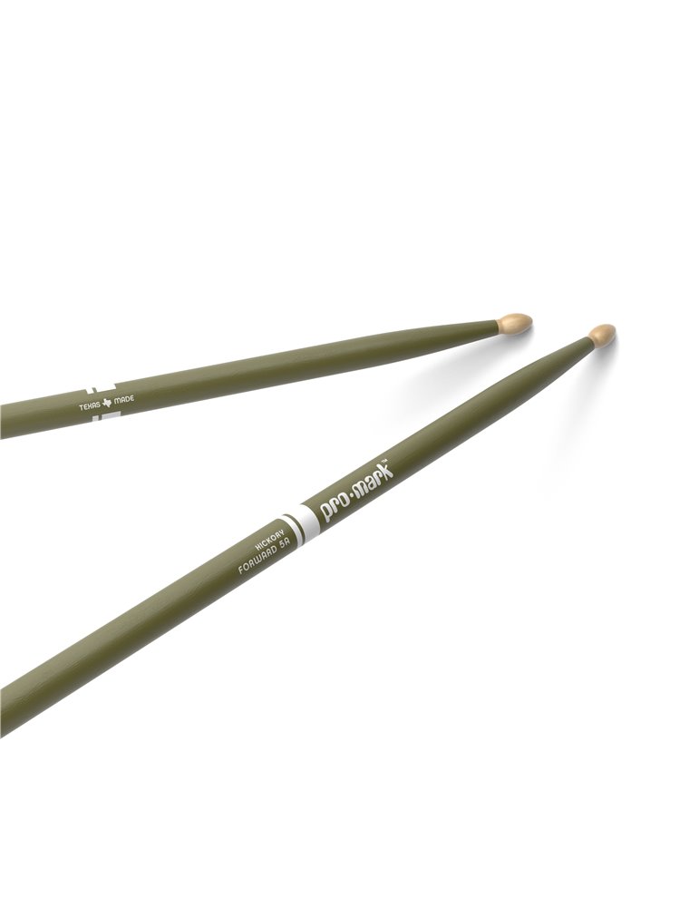Baquetas ProMark Classic Forward 5A pintada verde, Nogal americano con punta ovalada de madera