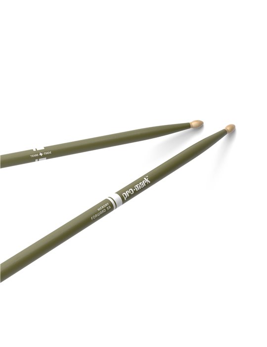 Baquetas ProMark Classic Forward 5A pintada verde, Nogal americano con punta ovalada de madera