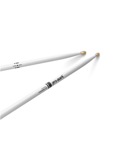 Baquetas ProMark Classic Forward 5A pintada blanco, Nogal americano con punta ovalada de madera