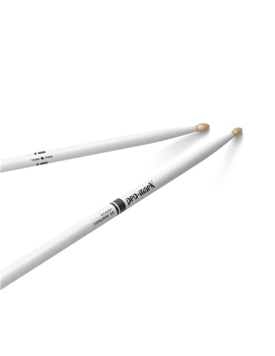 Baquetas ProMark Classic Forward 5A pintada blanco, Nogal americano con punta ovalada de madera