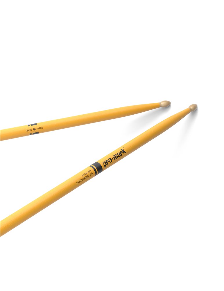 Baquetas ProMark Classic Forward 5A pintada amarillo, Nogal americano con punta ovalada de madera