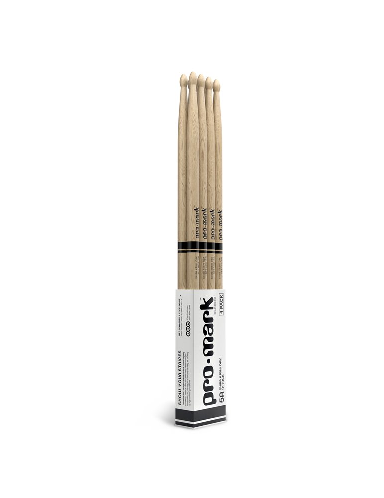ProMark Classic Attack 5A Shira Kashi Oak Drumstick, Oval Wood Tip, 4-Pack