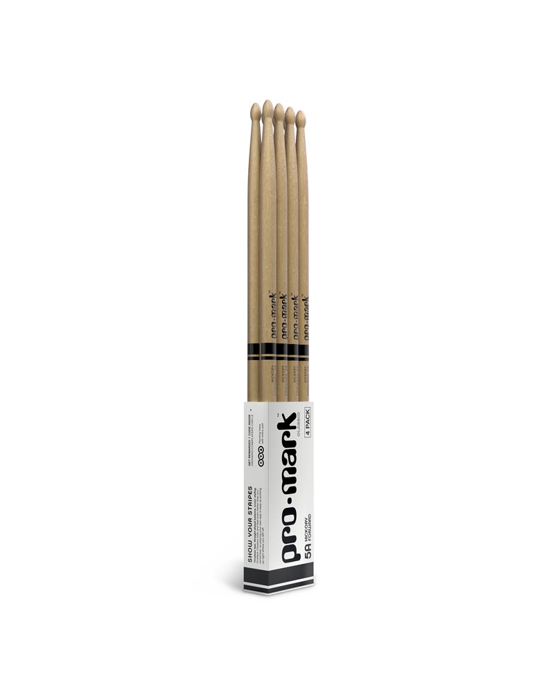 ProMark Classic Forward 5A Hickory Drumsticks, Oval Wood Tip, 4 Pack