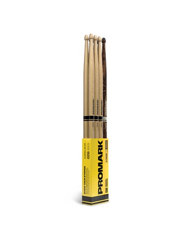 ProMark. Baqueta Rebound 5B. Nogal americano con punta de bellota, FireGrain, pack de 4